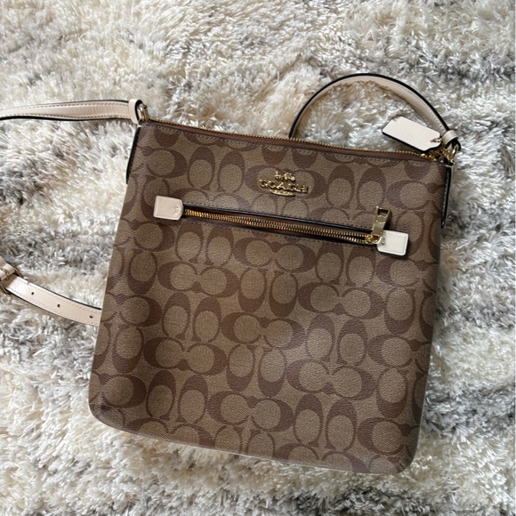 Coach Handbags - Coach Tan Signature Crossbody Bag